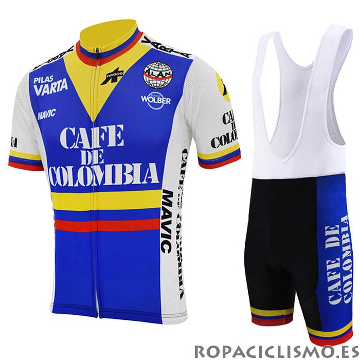 2021 Maillot Colombia Tirantes Mangas Cortas Azul Blanco